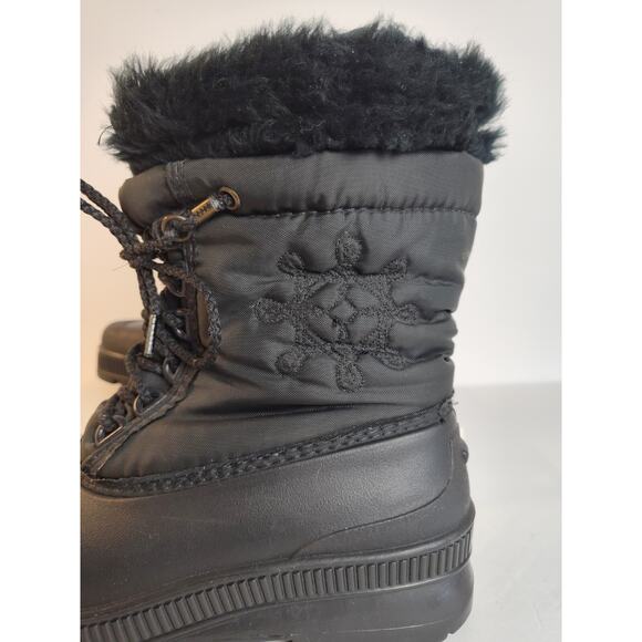 Sorel Boots Women's 6 Black Duck Boots Ankle Winter Snow Snowflake Vintage - Picture 4 of 14